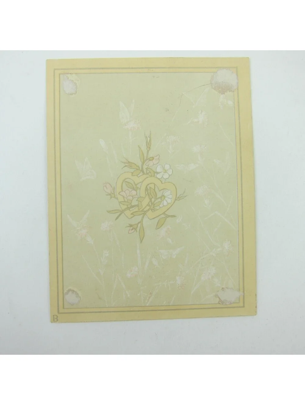 Victorian Greeting Card Valentine Pink White Apple Blossom Flowers Antique 1884